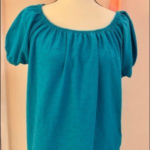 Teal green pull over blouse